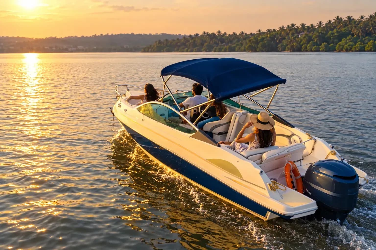 6-guest private boat charter, reference-guided activity scene