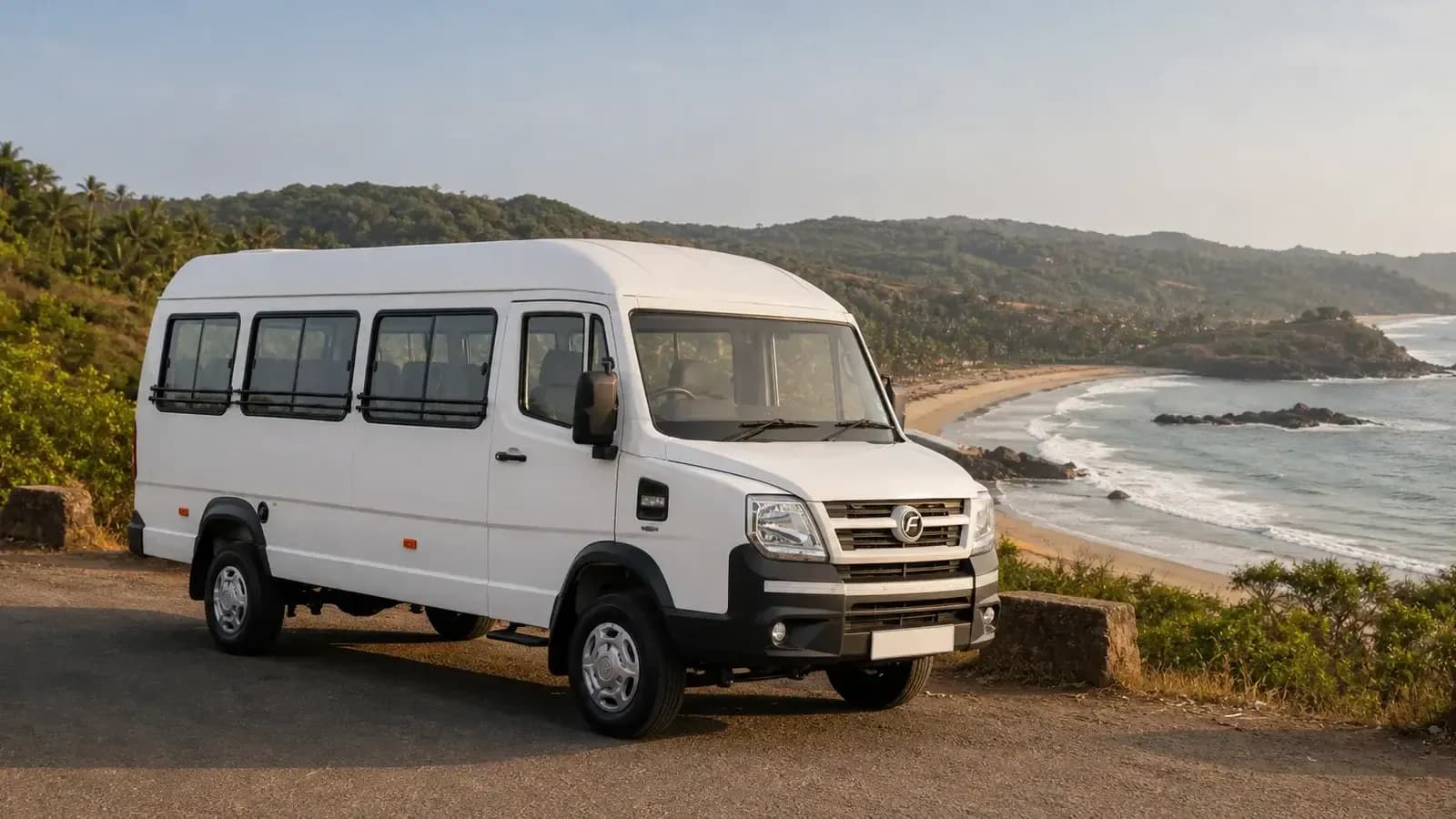 White Force Traveller N 3700WB on the coastal road above Om Beach, Gokarna