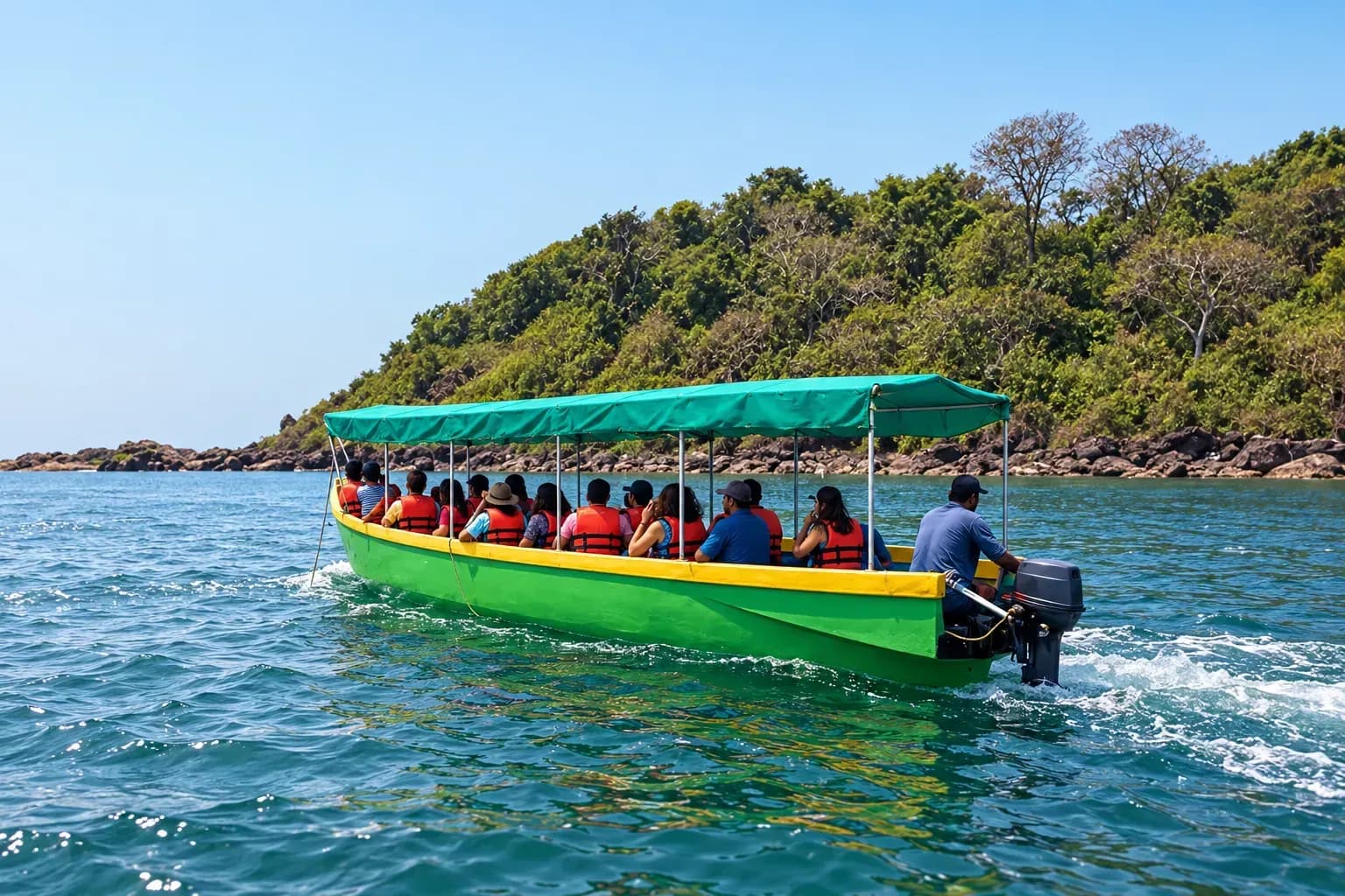 Island snorkelling day, reference-guided activity scene